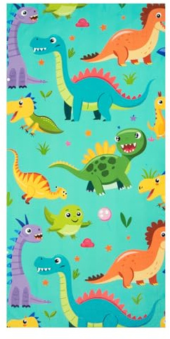 joyoldelf Strandtuch Kinder, 140 x 70 cm Badetuch Strandhandtuch für Mädchen und Jungen - Urlaub Must Haves (Dino/Blau)