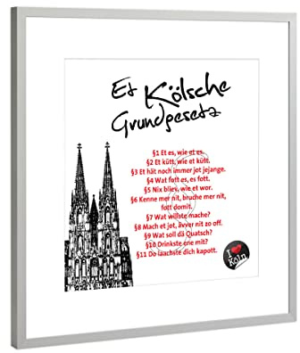 artboxONE Poster mit Rahmen Silber 20x20 cm ET KÖLSCHE GRUNDGESETZ weiß von KoenigReich - gerahmtes Poster