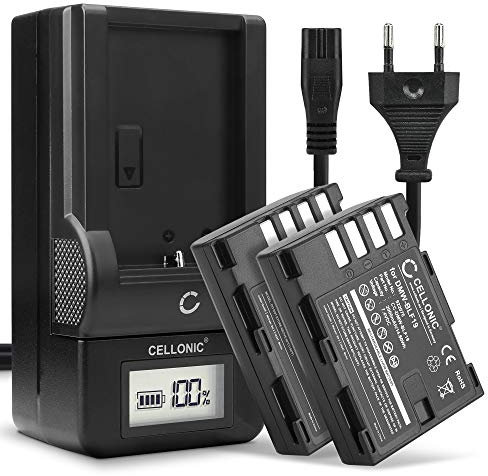 CELLONIC, Batterie pour Caméra Compatible avec Panasonic Lumix DC-GH5, DC-G9, DMC-GH4 (7.4V, 2000mAh) 2 Pièces + Chargeur