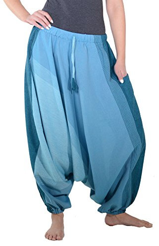 Kunst und Magie Unisex Haremshose OneSize mehrfahrbig, Größe:One Size, Farbe:Blautöne