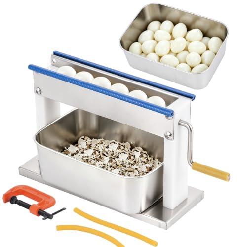 JIAWANSHUN Manual Quail Egg Peeler Sheller with 2 Stainless Steel Trays Household Quail Bird Egg Peeling Machine Egg Huller