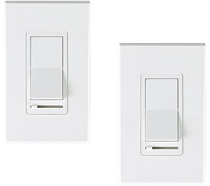 CLOUDY BAY In Wall Dimmer Switch For LED Light/CFL/Incandescent,3-way Single Pole Dimmable Slide,600 Watt max,Cover Plate Included -2 Pack