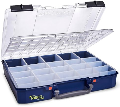 Raaco CarryLite 80 5x10-20/DL Sortierbox, 20 Einsätze, mit 20 Einsätze | Leicht Sortierbox für Werkstatt, mit 20 Einsätze für Kleinteile, Traglast 13 kg, Sichere Aufbewahrung CarryLite 80 5x10-20/DL