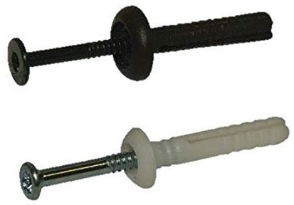 Tasselli a battuta con collarino in nylon a testa bombata cf. 200 pz. (Testa di moro Ø6x40 - vite zincata nera)