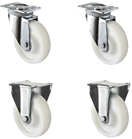 CASCOO SETSHFH150Z0Z0D0N Rollensatz 2 Lenkrollen, 2 Bockrollen, Polyamid, Schwerlast, Durchmesser 150 mm, Kunststoff, Doppelkugellager, Traglast 2400 kg (4-er Pack)