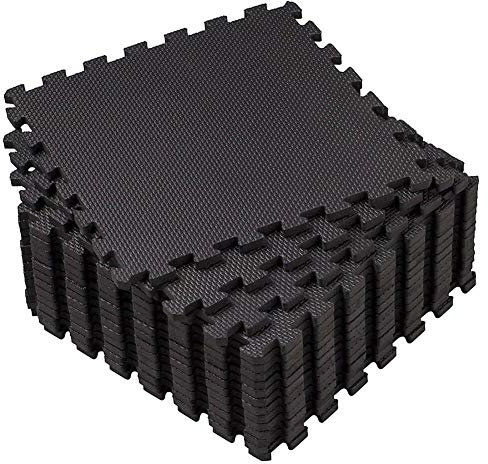 20pc EVA Interlocking Soft Foam Kids Play Mat Children's Garden Gym Yoga Gymnastic Exercise Fitness Floor Tiles Indoor Outdoor Soft Foam (Black, 20Pc-20 Sq Ft)