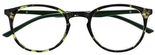 OPULIZE Met lesebrille Schlank Runder Rahmen Federscharniere Kratzfest Grün Schildpatt Solide Bügel Herren Damen R60-6 +2.00