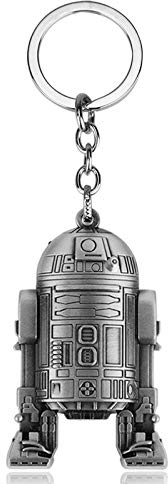Porte-clés Star Wars R2-D2 en argent brossé avec gravure robot