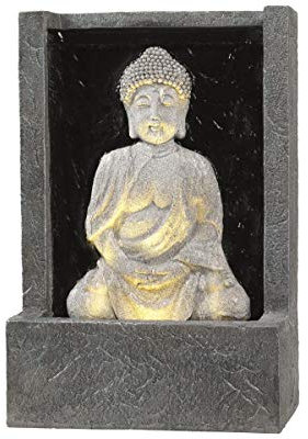 Kaemingk Sitting Buddha LED Lit Grey Outdoor Fountain