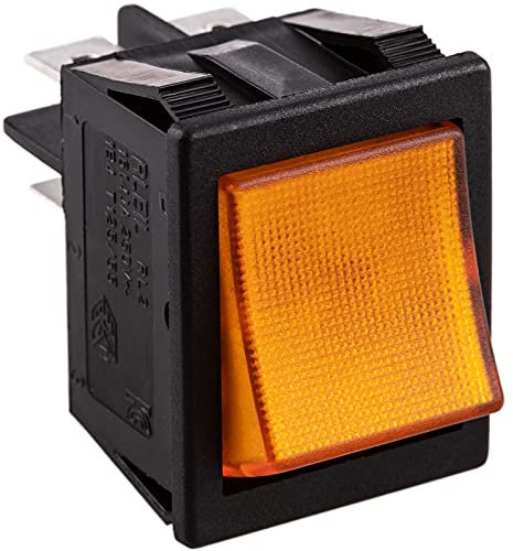 BeMatik - Interruptor basculante ámbar Luminoso DPST 4 Pin