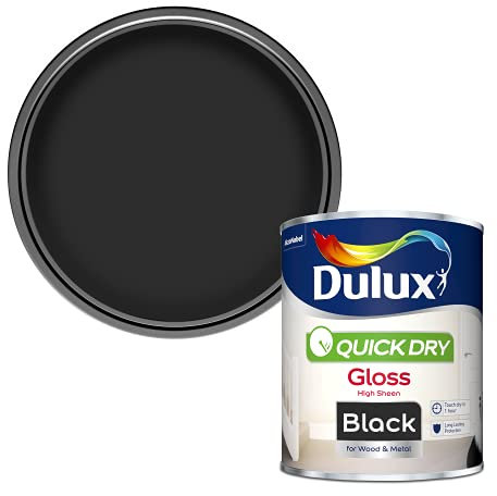 Dulux Quick Dry Gloss Paint - Black - 750 ml (Pack of 1), 5358140