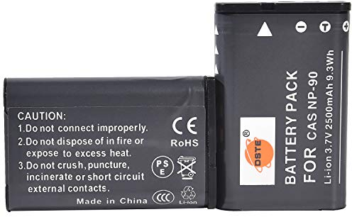 DSTE 2-Pack Ersatz Batterie Akku kompatibel mit Casio NP-90 Exilim EX-H10 EX-H15 EX-H20G EX-FH100 EX-FH100BK Digatal Kamera