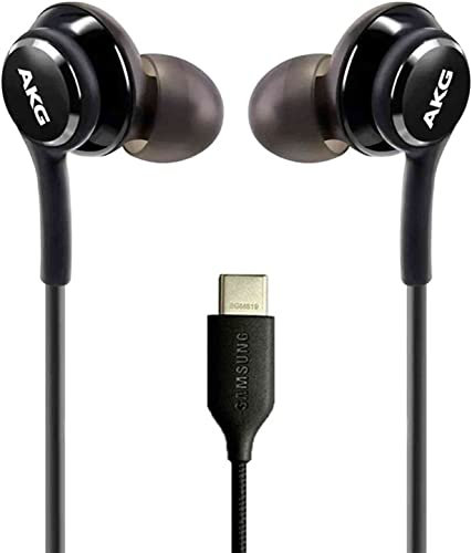 UrbanX 2020 Headphones for Samsung Galaxy S10 S10e Plus with Type C Connector | Designed by AKG with Microphone and Volume Buttons (AKG Black)
