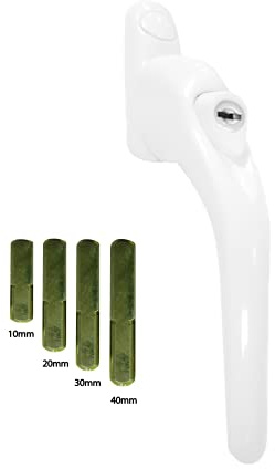 WindowParts WP Flexi Inline Espag Universal Double Glazing Window Handle Pack- 4 Spindles (White)