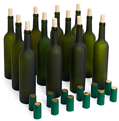 GOLDBEARUK - Botellas vacías (750 ml, 12 unidades), color verde