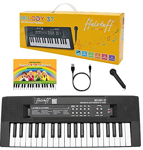 ffalstaff Mini Tastiera Elettronica - Uso Melodica Portatile 37 Tasti con Microfono, Sequencer, Diversi tipi di Alimentazione, con cavo Micro-USB incluso - E-book Suona la Tastiera