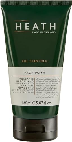 Heath Oil Control Face Waschung für Männer - Peeling -Reinigungsmittel für den täglichen Gebrauch - Vulkaner schwarzer Sand- und Bambus -Holzkohlepulver - 150 ml
