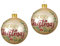 Traditionelle runde Weihnachtsbaumkugel mit Aufschrift Merry Christmas, Champagner-Gold, Rot, Grün – 8 cm