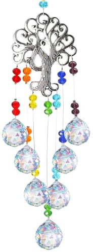 Sonnenfänger Kristall, Kristallkugel Prisma Anhänger, Sonnenfänger, Hängende Kristall, Prismatic Tree, Suncatcher Fenster, Fensterdeko Hängend, Regenbogen Sonnenfänger für Haus Garten