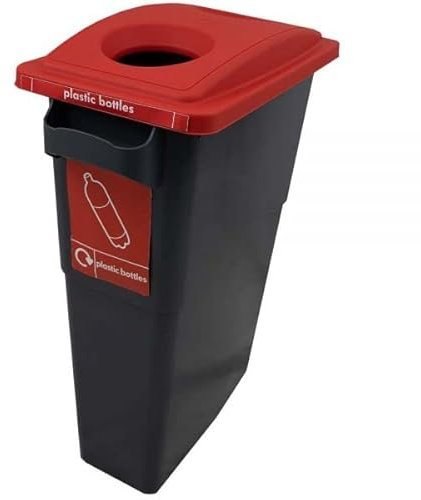 Sustainabin Indoor Recycling Bin - 70 Litres (Red - Twin Hole Top - Plastic Bottles)