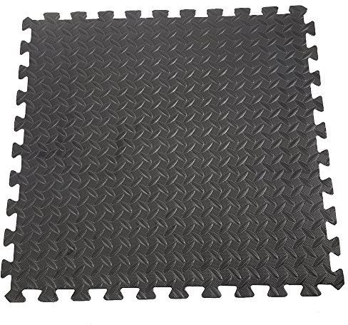 Lot de 12 tapis de sol emboîtables en mousse souple, tapis d'exercice en caoutchouc EVA pour entraînement à la maison, tapis de yoga, garage atelier,63*63*1.2cm, noir