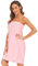 Ymmchy Sauna Frottee Bademantel Damen Saunatuch Saunakilt mit Druckknöpfen, Tasche und Gummizug Rosa S/M
