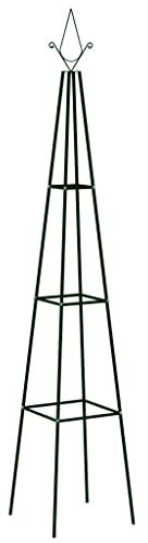 2er Set, freistehend, Rankhilfe für Rosen, Kletterpflanzen, wetterfest, Rosensäule, Rosenbogen, Rankgitter, Obelisk Rankhilfe, Dunkelgrün 35x35x195 cm Eisen