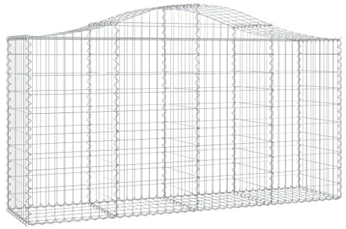 vidaXL Gabione mit Hochbogen 11 STK., Steinkorb Drahtkorb Dekorativ, Gabionenkörbe Verstärkte Gabionenhaken, Gabionenwand Gabionen Zaun Garten, Verzinktes Eisen