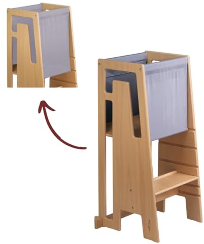 Tuki Entdeckertuch Grau - Rausfallschutz für Tuki Lernturm | Original Schweizer Design, 100% Baumwolle, Ab 9 Monaten, Bis 60°C waschbar