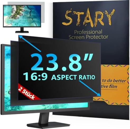 STARY 2 Pack Computer Privacy Screen Filter 23.8 Inch for 16:9 Widescreen Monitor, Removable Anti Glare Blue Light UV-Blocking Screen Protector for Computer Monitor