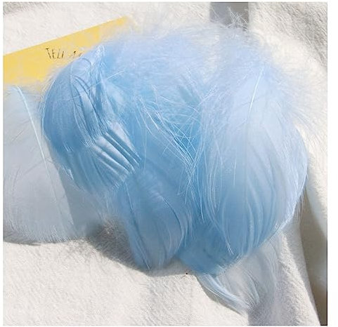 Yurosiay 100 Stück Bunt Federn Natürliche Federn Handwerk Gänsefeder Bunt Federn Deko Federn zum Basteln Flaumfedern Bastelfedern Deko für DIY Ohrring Kopfschmuck Traumfänger 6-12cm Himmelblau