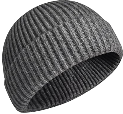 SUZALA Fisherman Beanie für Damen Herren, Wintermütze Unisex Roll Up Kante Strickmütze, Niedrige Krempe