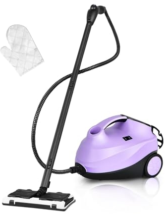 RELAX4LIFE Pulitore Elettrico a Vapore Multifunzione 2000 W, Vapore a 108 ºC e Pressione Regolabile fino a 4 Bar, Pulizia 30/45 Min, Lava Superfici e Tessuti con 10 Testine Intercambiabili (VIOLA)