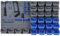 DURHAND 44 Pcs On-Wall Garage DIY Storage Unit with 28 Cubes 10 Hooks 2 Boards Screws Organisation Pegboard Tool Equipment Blue