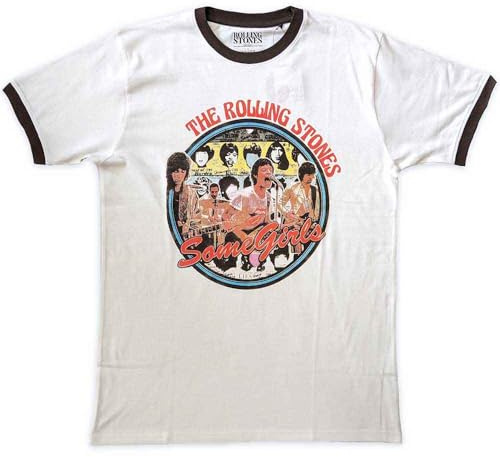 The Rolling Stones Ringer T Shirt Some Girls Circle Nue offiziell Unisex Weiß M
