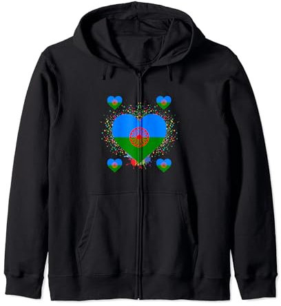 Bandera Gitana Corazón Bandera - Bandera gitana internacional romaní Sudadera con Capucha