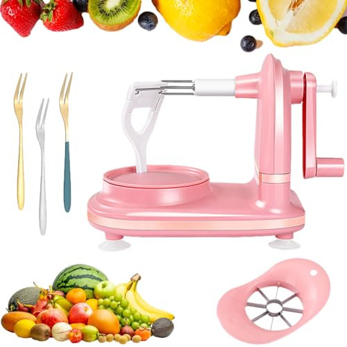 Home Essentials Multi-Fruit Peeler 2.0, Multi-Fruit Peeler 2.0, Multi Fruit Peeler Machine, Manual Fruit Peeler, Multi Fruit Peeler with Fruit Divider Set (Pink-1PC)
