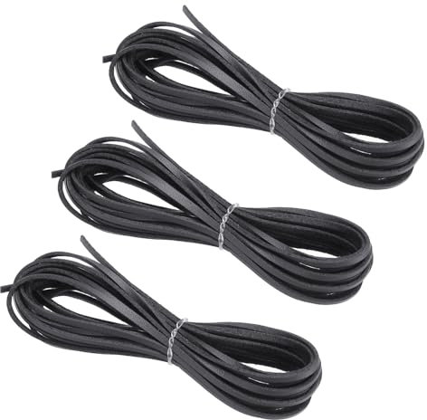 PATIKIL Cordon en Daim Faux, 3 Rouleaux 3mm x 5m Cordons en Cuir Suède Bandes Plates de Ruban Plat Souple en Simili Cuir pour Collier DIY Bracelet Perles, Gris Foncé (Total 15 Mètres)