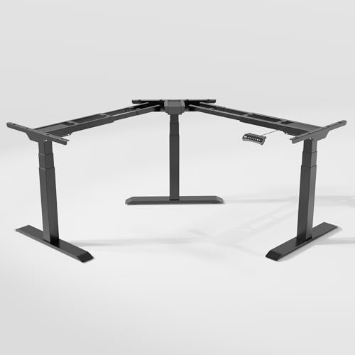 Office Jack® Eckschreibtisch Elektrisch Höhenverstellbar Gestell Memory-Funktion & Anti-Kollision L-Form (Weiß, 1 x Verlängerungs-Set)