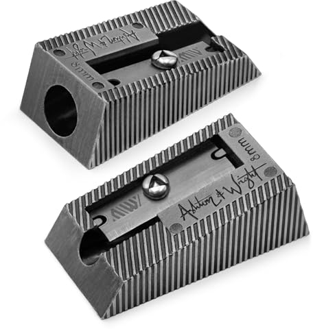 Ashton and Wright Metal Sharpener | Pencil Sharpeners | Ideal for School, Office, Work, Home Stationery (Antique Silver, Single Hole)