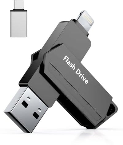USB Stick für iPhone 512GB MFi Zertifiziert 3 in 1 USB 3.0 Lightning External Memory Type C Photostick Speicherstick für iPhone/iPad/iOS/Android/Mac/PC - Externe Speicher (Schwarz)