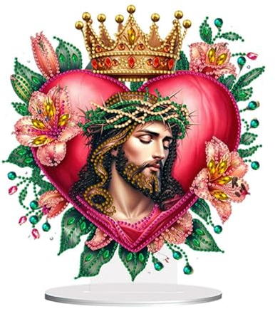 CXINLky 5D DIY Diamond Painting Tisch Deko, Kreativ Diamant Painting Tischdeko, Diamant Malerei Stehend Kunst Set, Ornamente Geschenke für Anfänger Zuhause,Büro Dekoration-05-Jesus