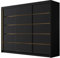 Mirjan24 Kleiderschrank mit Goldverzierung Aramao VII 250 cm Breit, Garderobenschrank, Schlafzimmerschrank mit Kleiderstange und Einlegeböden für Kleidung (Schwarz)