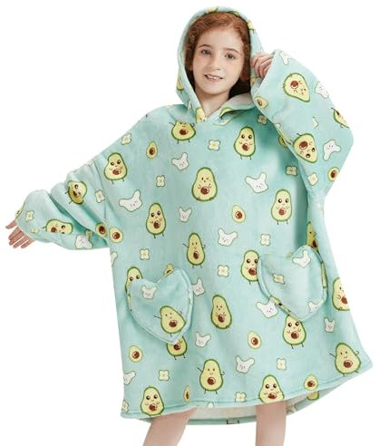 Fiosnow Avocado-Decken-Hoodies für Kinder von 6–13 Jahren, Übergröße, tragbare Decke, Hoodies für Jungen, Mädchen, Teenager