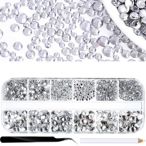 YIUWOD 6530 StüCk Glitzersteine FüR Textilien - Strasssteine NäGel - Glitzersteine NäGel - Geeignet FüR die Dekoration Verschiedener Partys, Besondere AnläSse, Hochzeiten, Festivals