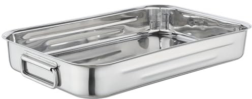 Edelstahl-Bräter mit Griffen, 40 × 25 × 6,5 cm / 5,1 L, ohne Deckel