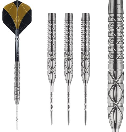 Caliburn Player Darts | Stahlspitze | 95% | Silber & Gold | Han (22g) | Professionelles Dart-Set
