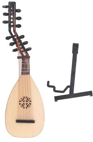 Mini-Laute-Pipa-Modell, Holz-Laute-Pipa-Modell, Mini-Musikinstrument-Nachbildung, Miniatur-Laute-Pipa-Modell mit Ständer für Heimdekoration