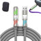 Survetement 4 in 1 Charging Cable, 4in 1 USB Charging Cable with Case, Fast Charging USB C Cable, 240w 4-in-1 USB C Cable, Multi Fast Charging Cable with Breathing Light (6.6ft,Grey)