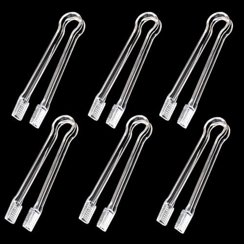 6 Packs Plastic Serving Tongs Clear Kitchen Tongs Buffet Disposable Tongs Small Kitchen Tongs Food Serving Tongs for Food Ice Salad Buffet Barbecue Cookies